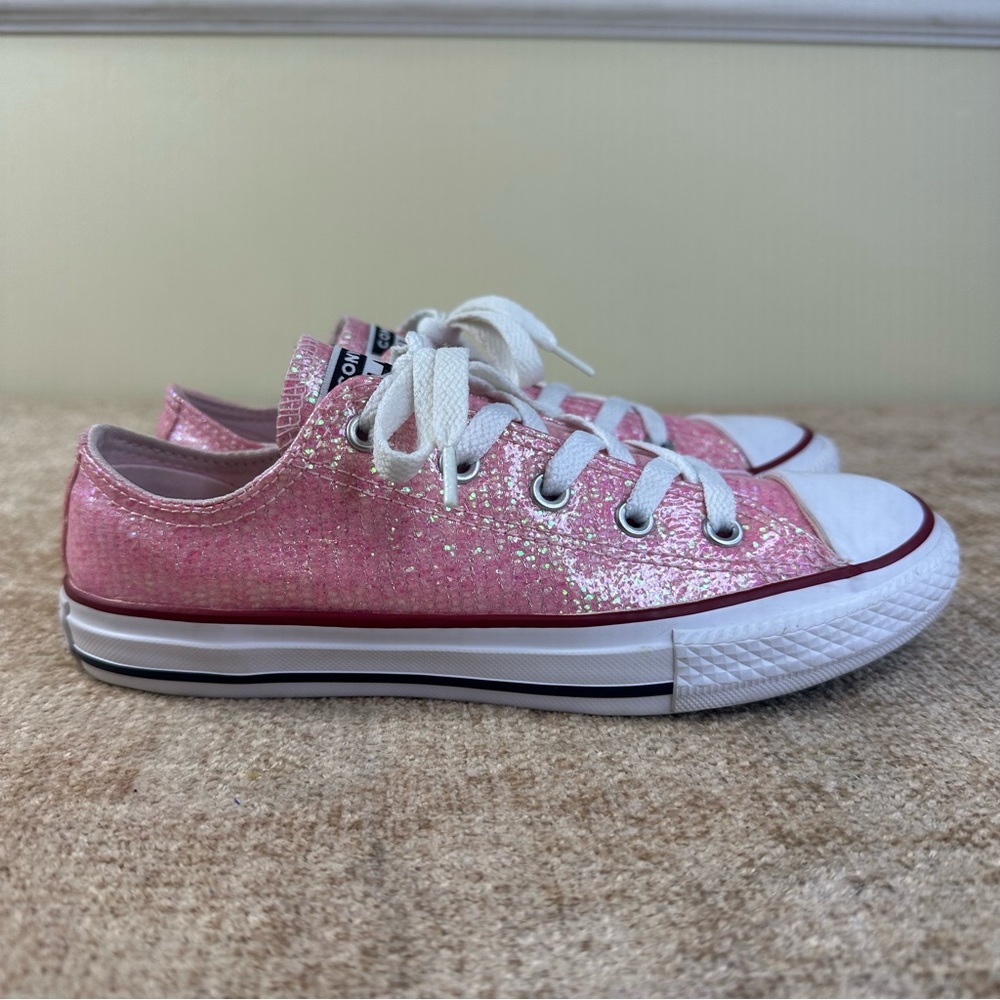 Converse Chuck Taylor All Star Pink Glitter Sneakers Girls Junior 2 - Picture 6 of 13